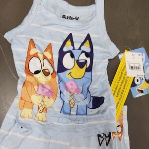 Bluey Kids' Ice Cream Pajama Set - Light Blue and Orange